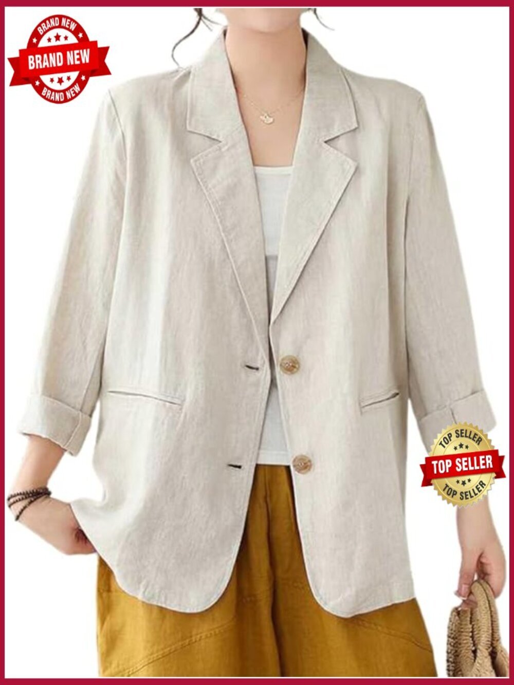 Cotton Linen Blazer Women Spring Summer Long Sleeve Lightweight Business Casual